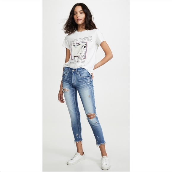 Moussy Vintage Ridgewood Distressed Mid Rise Skinny Jeans - Picture 1 of 11